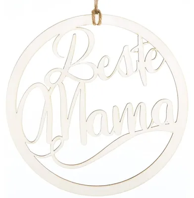 Produktbild von Holzkranz Beste Mama - Türkranz aus Holz Ø 24,5 cm natur