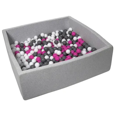 Produktbild von Bällebad für Kinder, 120x120 cm, Spielplatz + 600 Bälle weiß, rosa, grau
