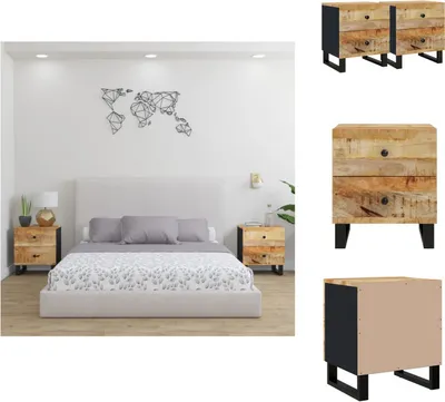 Obrázek produktu pro vidaXL Noční stolky 2 ks 40x33x46 cm z masivního dřeva mango - Noční stolky