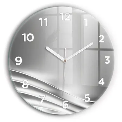 Produktbild von Wallfluent Wanduhr – Stilles Quarzuhrwerk - Uhr Dekoration Wohnzimmer Schlafzimmer Küche - Zifferblatt - weiße Zeiger - 30 cm - Silberne Abstraktion