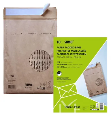 Obrázok produktu pre Sumo papierové obálky G hnedé 225 x 340 mm 10 kusov samolepiace