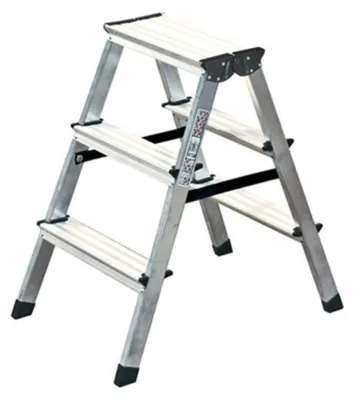 Produktbild von Krause Alu-Stufenstehleiter, beidseitig begehbar, 2 x 3 Stufen 124715