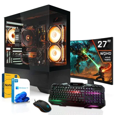 Produktbild von SYSTEMTREFF Gamer Komplett PC - Ryzen 7 7700 - AMD Radeon RX 9060 XT 16GB - 32GB DDR5 - 1TB NVMe - Gaming Monitor 69 cm (27 Zoll) WQHD 180Hz - Desktop