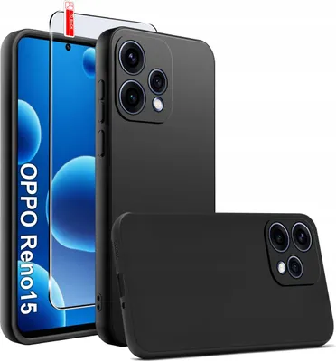Zdjęcie produktu dla Etui Czarne Matowe Silikon Slim do Oppo Reno15 5G + SZKŁO 9H