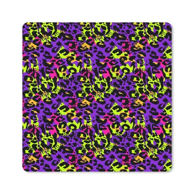 Produktbild von MuchoWow® Mauspad Mousepad Tiermuster - Neon - Lila - Gelb 20x20 cm - Mousepads - Maus Mat - Pad - Mausunterlage - Desk Mat - Bureauartikeln