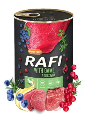 Zdjęcie produktu dla Rafi Mokra Karma Dla Psów Z Dziczyzną, Borówką I Żurawiną 800 G