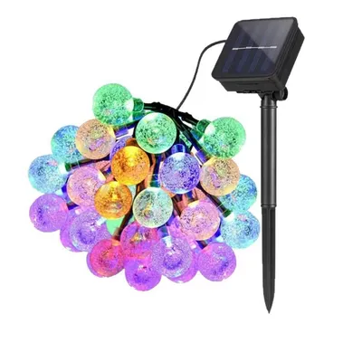 Produktbild von PRECORN Solar Lichterkette Außen 7m 50 LED Kugeln Bunt 8 Modi IP65