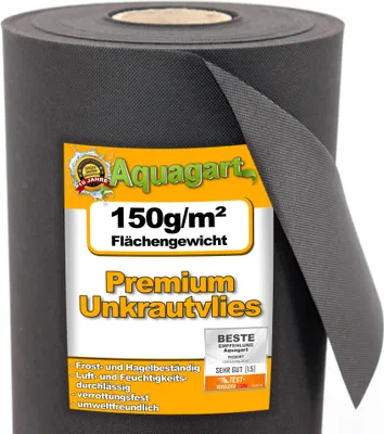 Produktbild von 30m² Gartenvlies Unkrautvlies Unkrautfolie Mulchvlies 150g/m² 1,5m breit
