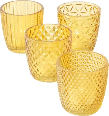 Produktbild von Boltze Windlicht Set Marilu 4-tlg gelb Deko-Gläser Kerzenständer 8 cm
