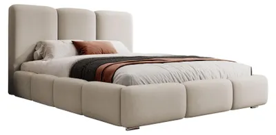 Obrázek produktu pro Selsey Bauro - Čalouněná postel 160x200 s úložným prostorem a sametovým potahem, béžová barva