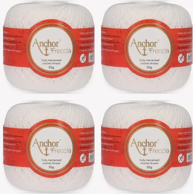 Image de 4 pelotes d'Anchor Freccia 25 – Fil de coton extra-fin pour le crochet en filigrane (couleur 07901)