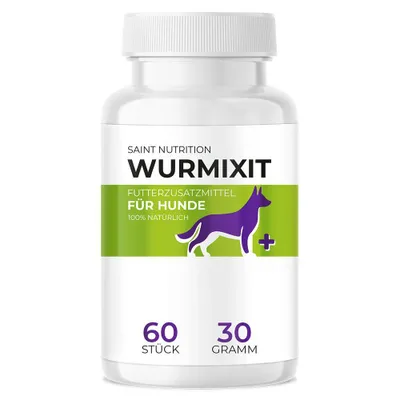 Produktbild von Saint Nutrition® Wurmixit - Wurmmittеl für Hunde – Wurmkur Hund – Wermut – natürlich -  Εntwurmen Hund – ohne künstliche Zusätze - nur für Hunde