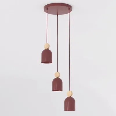 Immagine prodotto di Lampada a sospensione MESI in acciaio bordeaux e legno