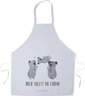 Produktbild von Mr. & Mrs. Panda Barkeeper Schürze Koalas Feiern - Weiß - Geschenk, Herz, Kochschürze, Geburtstag, Küchenschürze, Grillschürze, Happy Birthday, Vorbinder, Party