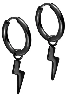 Produktbild von Chirurgenstahl Ohrclicker Creolen BLITZ Schwarz Innendurchmesser: 10mm + Designstärke: 2mm