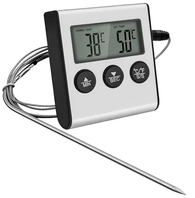 Produktbild von Bratenthermometer digital, Edelstahl, LCD-Display, Temperaturfühler, für Fleisch