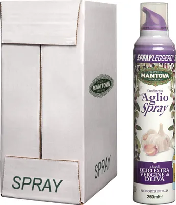 Produktbild von SPRAYLEGGERO Mantova Natives Olivenöl Extra Aromatisiert mit Knoblauch 6X200 ml - Praktische Sprühflasche mit bis zu 90% Ölersparnis