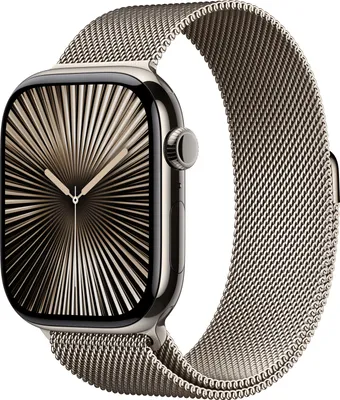 Produktbild von Apple Watch Series 10 GPS + Cellular 46mm Titan Natur mit Milanaise-Armband M/L Natur