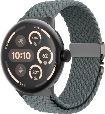 Produktbild von Strap-it Nylon geflochtenes Armband mit P-Buckle Befestigung geeignet für geeignet für Google Pixel Watch 3 45mm / Google Pixel Watch 4 45mm - Grau