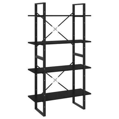 Obrázek produktu pro Knihovna se 4 policemi černá 80 x 30 x 140 cm masivní borovice