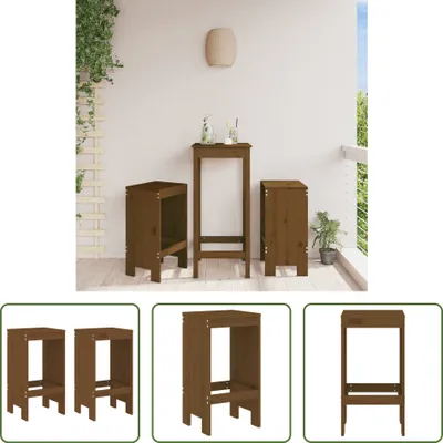 Produktbild von The Living Store Barhocker 2 Stk. Honigbraun 40x36x75 cm Massivholz Kiefer