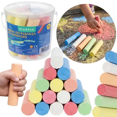 Produktbild von Dicke Straßenmalkreide für Kinder, bunte Kreide, Set mit 15 Stück im Eimer