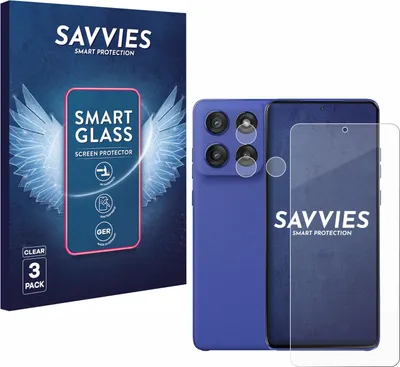 Produktbild von 3x Savvies Schutzglas Folie für Motorola Edge 60 Stylus (Display+Kamera) 9H Panzer Schutzfolie Glas Displayschutz klar transparent