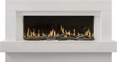 Immagine prodotto di CHEMIN'ARTE - Caminetto elettrico design Linéa bianco da appoggio – Effetto fiamme LED – App WIFI – Riscaldamento programmabile 2000W
