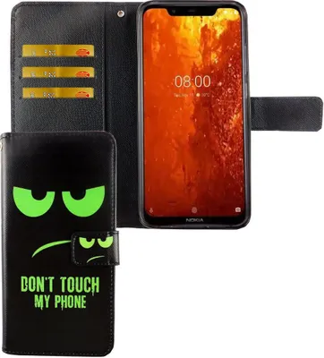 Immagine prodotto di Custodia protettiva a libro per smartphone Nokia 8.1 / Nokia X7, con scomparto per carte. "Non toccare il mio telefono."