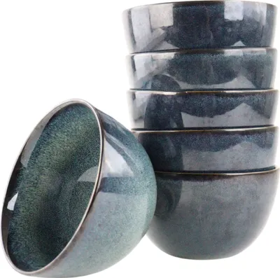 Produktbild von OTIX Suppenschalen ohne Griff Set aus 6 Schüsseln 600 ml Blau Keramik EBONY