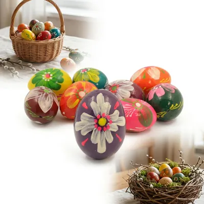 Immagine prodotto di Piccolo guscio d'uovo in legno dipinto, uovo di Pasqua, 1 pezzo