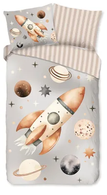 Imagen del producto de Buen día. Sábana para cuna - Rocket Explorer - 140x220 cm | Ropa de cama para bebé