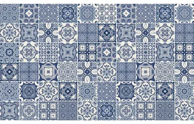 Produktbild von Selbstklebende Fliesenaufkleber für Küche und Bad – 60 Zementfliesenaufkleber im Azulejos Camiliano-Stil – 60 Aufkleber, 20 x 20 cm
