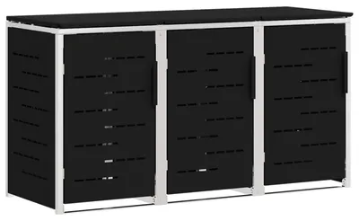 Produktbild von vidaXL Rollbehälterlagerung Schwarz 207 x 77,5 x 112,5 cm Edelstahl
