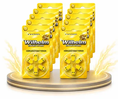 Produktbild von 60 x WILHELM Hörgerätebatterien Typ 10 gelb Hörgerätbatterie PR70 ZL4 1,4/1,45 V