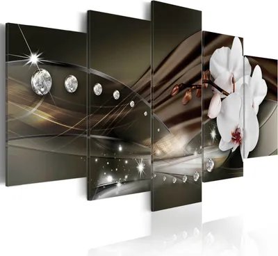 Produktbild von Modernes Wandbild b-A-0097-b-p (100x50) - 5 Teilig Bilder Fotografie auf Vlies Leinwand Foto Bild Dekoration Wand Bilder Kunstdruck ABSTRAKT BLUMEN ORCHIDEE