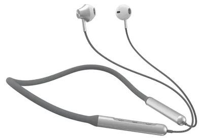 Image de Casque Bluetooth Ecouteurs intra-auriculaires gris 120 mAh avec tour de cou en silicone