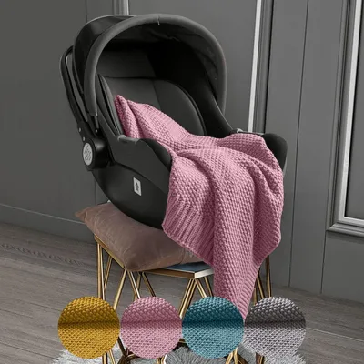 Produktbild von wometo Babydecke Strickdecke OEKO-TEX im Wolle-Look - rosa 70x100 für Jungen und Mädchen