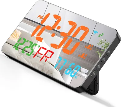 Obrázok produktu pre Stolné hodiny Tuya WLAN - LED displej s kalendárom, teplomerom, vlhkomerom, ovládanie aplikáciou, automatická kalibrácia, pre kanceláriu a domácnosť