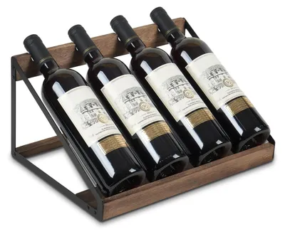 Imagen del producto de Soporte para botellas de vino - Capacidad para 4 botellas - Madera - 35 x 27 x 17 cm