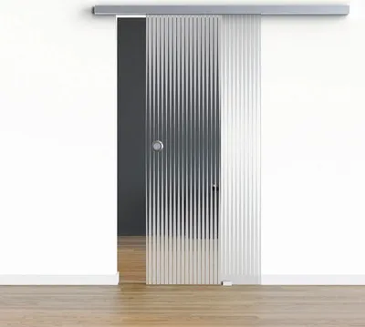 Produktbild von Pertura Glasschiebetür Komplettset Glera Ripple 02 1025x2175 mm Rechts inkl. Beschlag Selir Aluminium Edelstahloptik,Gri