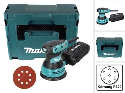 Immagine prodotto di Makita BO 5031 Levigatrice rotorbitale 300 Watt 125 mm + 50x carta abrasiva K320 + Makpac