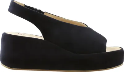 Produktbild von Högl Mimi Sandalette aus blauem Veloursleder mit Plateau-Absatz und offener Spitze