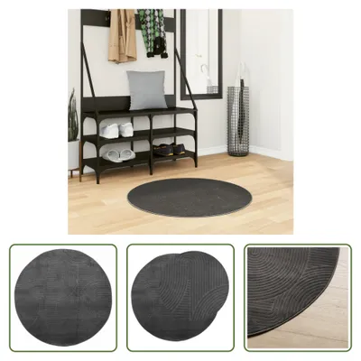 Image de The Living Store Tapis IZA Style Skandi à poils courts Anthracite Ø 80 cm