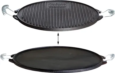 Produktbild von All'Grill Gusseisen-Grillplatte Light mit Edelstahl-Griffen 25cm rund schwarz