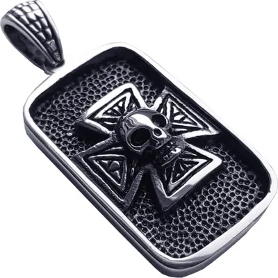 Produktbild von Edelstahl Anhänger aus 316L Totenkopf mit Kreuz
