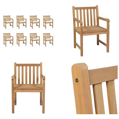 Produktbild von vidaXL Gartenstühle 8 Stk. mit Creme Kissen Massivholz Teak - Gartenstuhl - Gartenstühle - Gartensessel - Holzstuhl