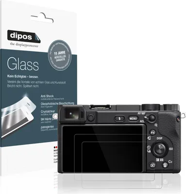 Produktbild von 2x Schutzfolie für Sony Alpha 6400A - Anti-Shock 9H Folie dipos Glass Kunststoffglas
