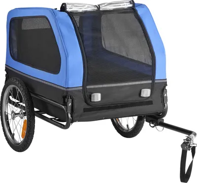 Obrázek produktu pro SucceBuy přívěs pro psy do 40 kg, přívěs na kolo pro malé a velké psy, skládací rám s kolečky, univerzální spojka, bezpečnostní praporek, integrované vodítko, rozměry: 1320x715x750 mm