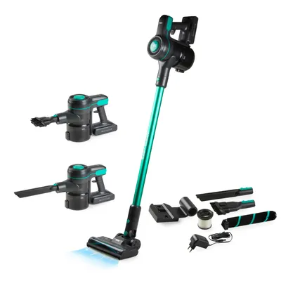 Produktbild von PRIMO PR509SV 3-in-1 Stielstaubsauger Kabellos - Beutelloser Staubsauger - Staubbuster - Zusätzliche Fluffybrush - Grau/Grün
